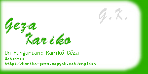 geza kariko business card