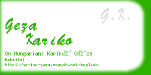 geza kariko business card